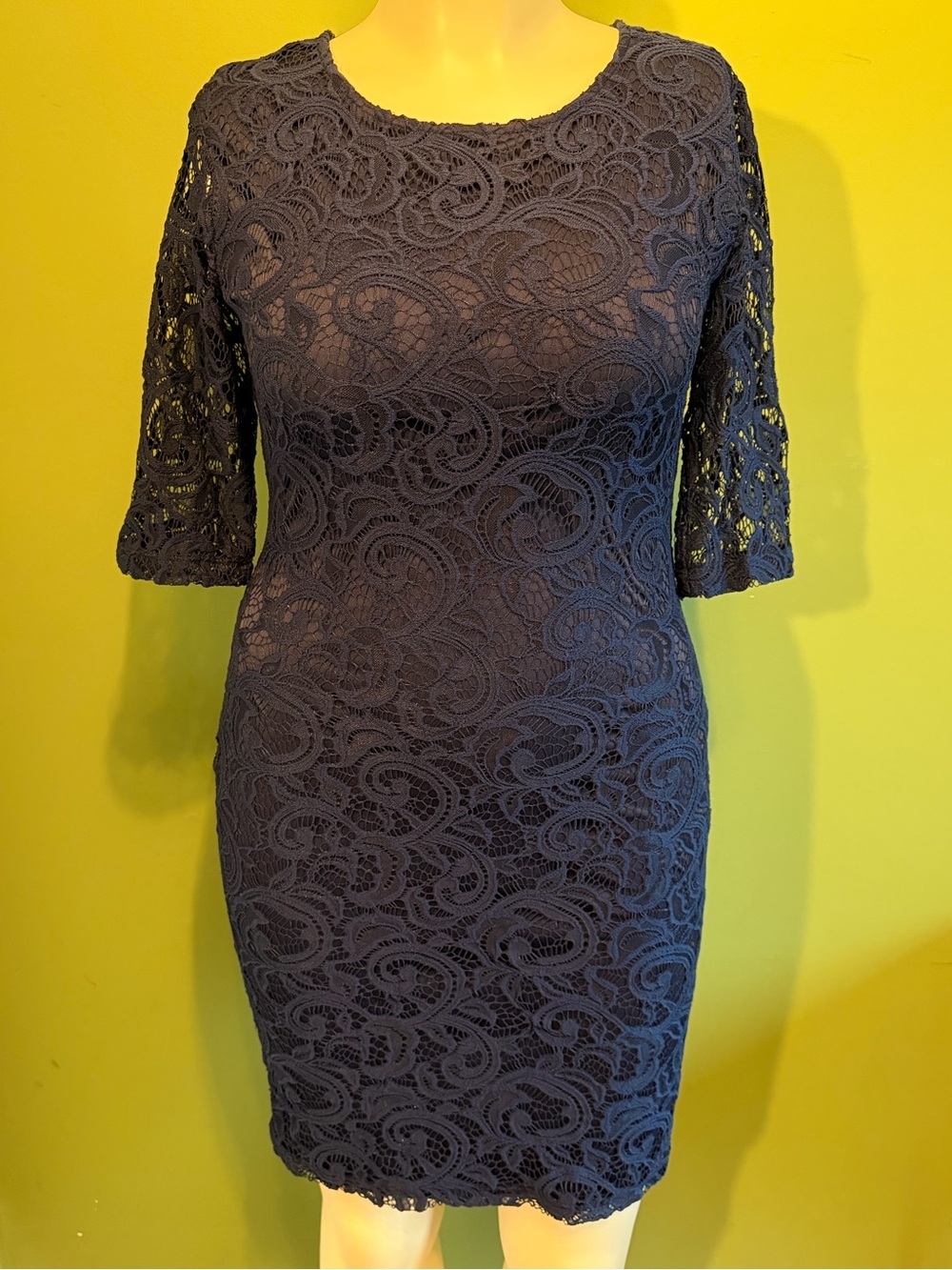 Olivia Matthews Navy Lace Midi Dress